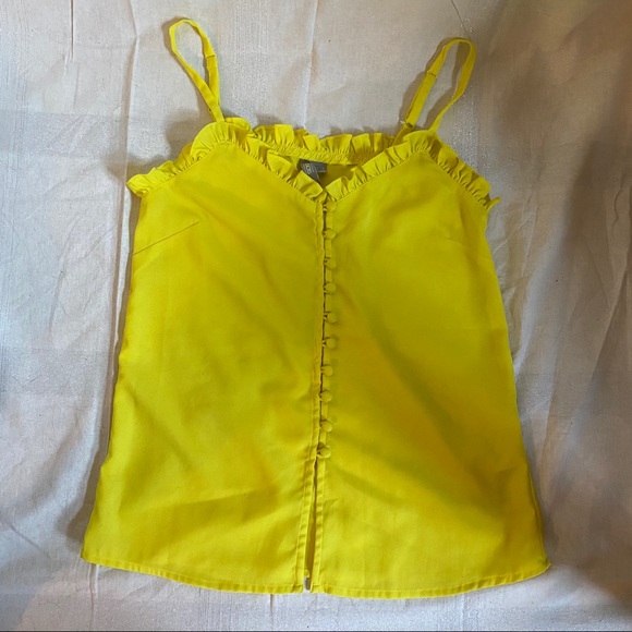 🍌ASOS Yellow Ruffled Button Up Spaghetti Top - Picture 3 of 5